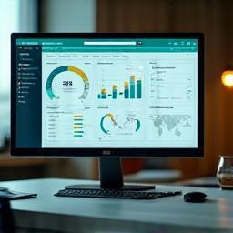 Computer e schermo con software gestionale